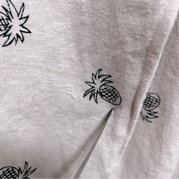 COLDWATER CREEK Linen Tropical Pineapple Print Pull On Wide Leg Pants, size S - Picture 7 of 9